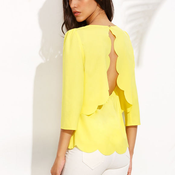 Tops - Split Back Scalloped Hem Top